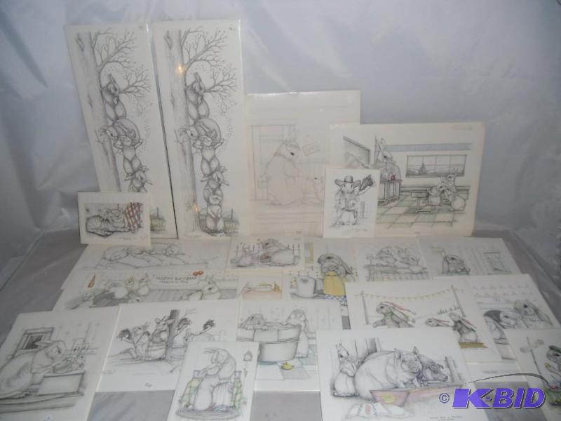 Lot of 21 Sue Rupp Hareline Bunny Series Prints Variety Sizes Sealed Plastic