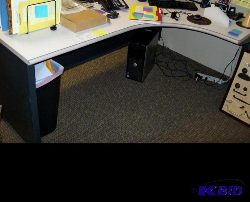 corner desk tan top black base requires 72w x...
