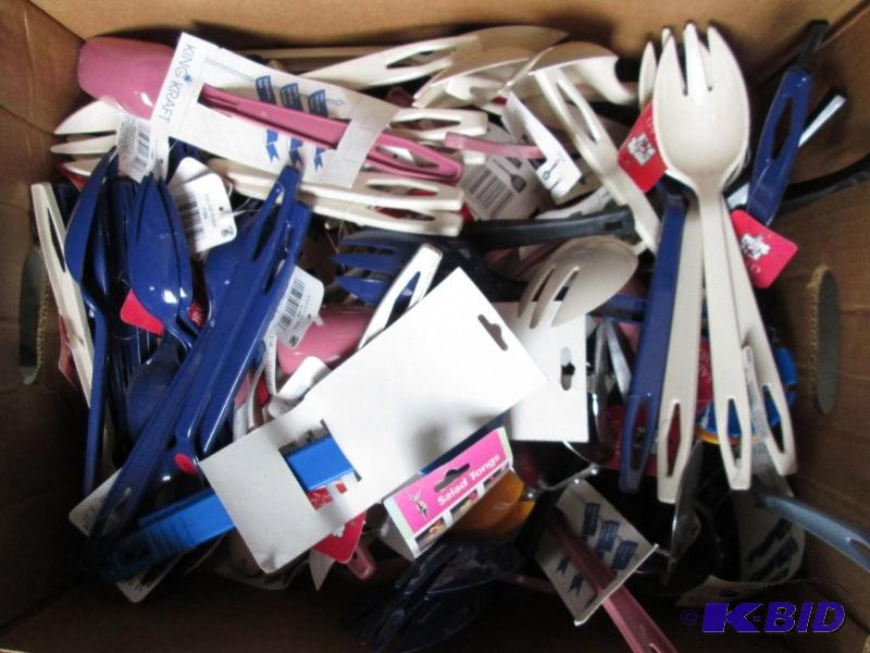 Large box FULL of assorted plastic salad fork...