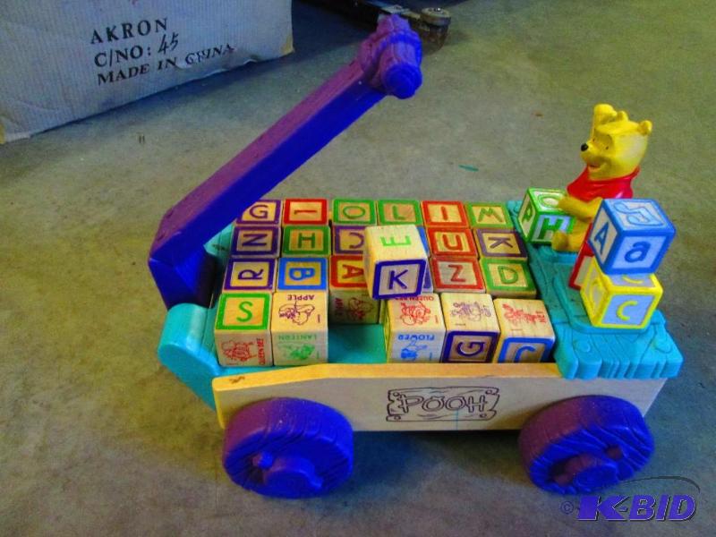 Winnie the Pooh wood block cart...