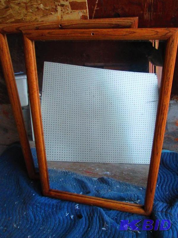 Pair of mirrors, solid wood frame, 27 x 39. P...