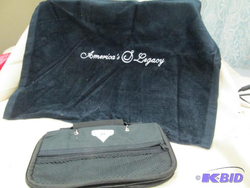 One fishing golf towel and fishing worm bag...