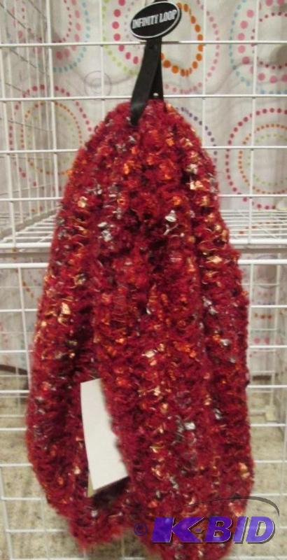 lot 141 image: infinity loop scarf wine wood retail price $...