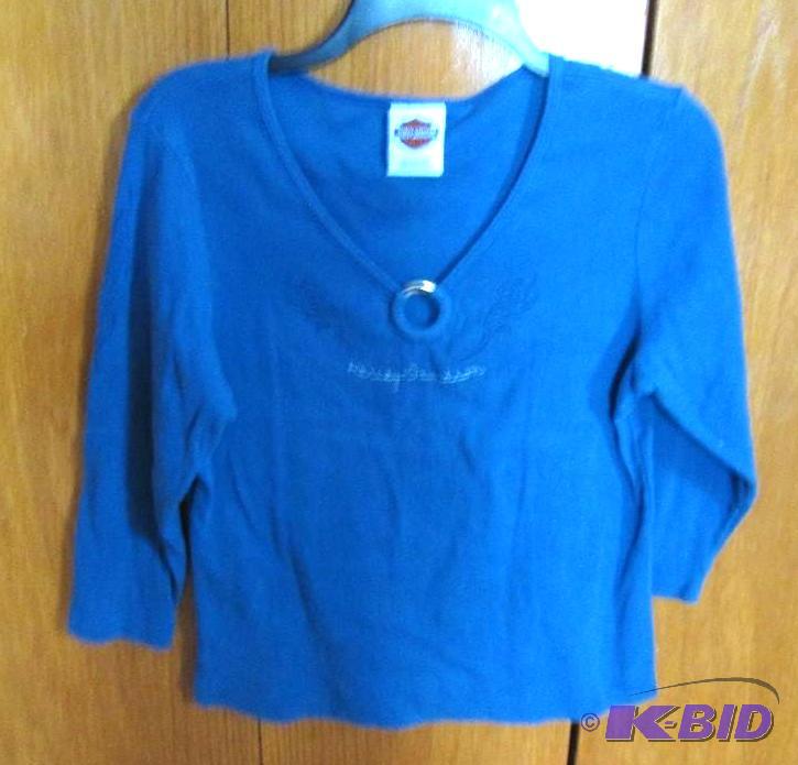 lot 3 image: Harley Davidson Motor Cycles blue top size l...