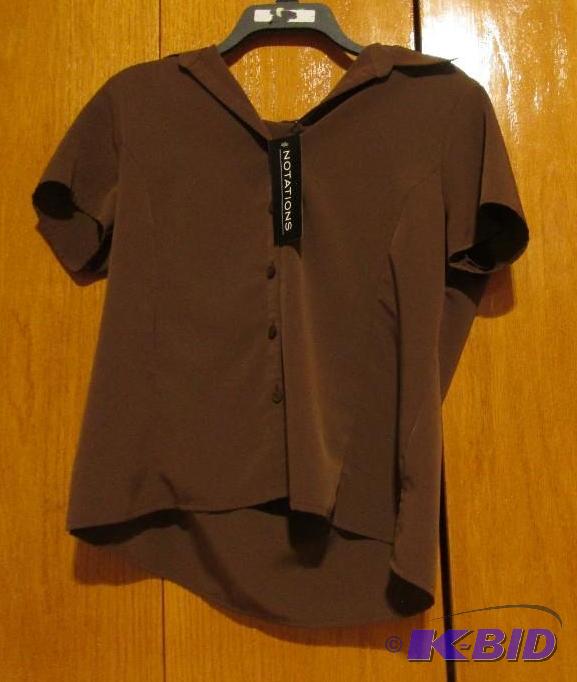 lot 86 image: Notations petite brown botton up shirt size ...