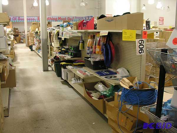 9 sections  gondola style shelving
