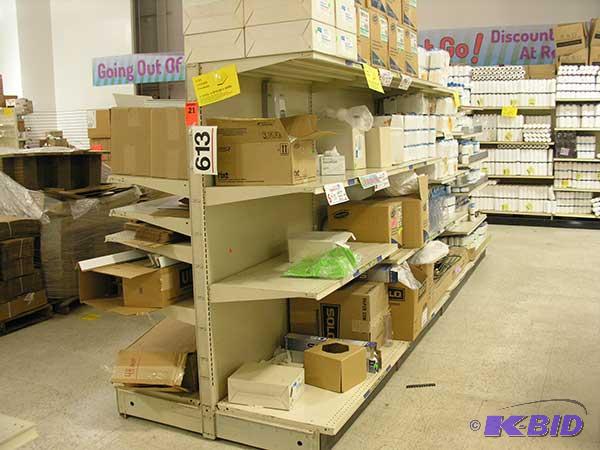 4 sections  gondola style shelving