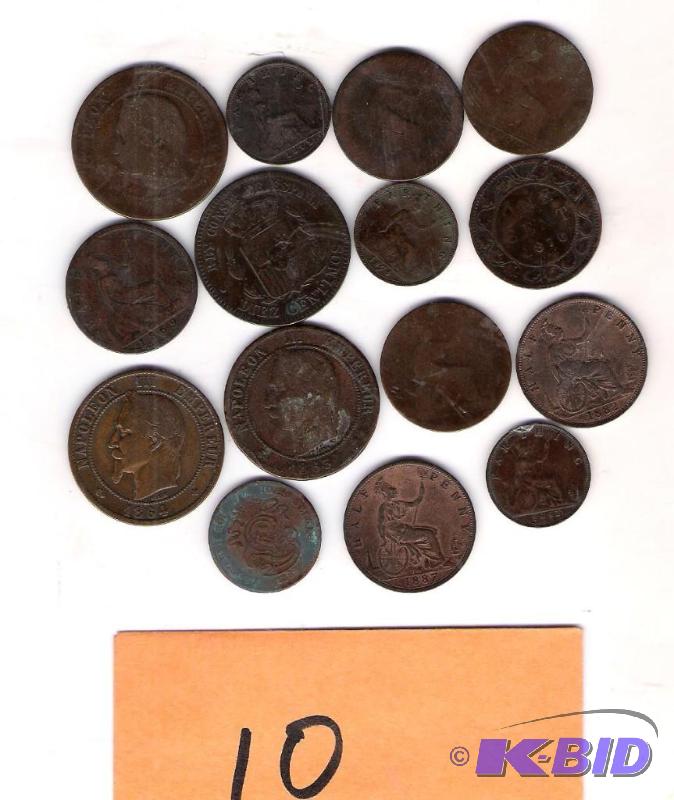 lot 10 image: 15 Foreign Coins from the 1880s