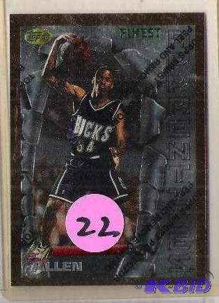 lot 22 image: Topps Finest Ray Allen Rookie Card with Protective Film