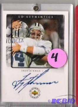 lot 4 image: 1998 Troy Aikman on card autograph. Upper Deck - MINT