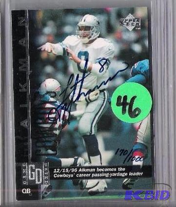 lot 46 image: Troy Aikman Upper Deck Authenticated Signed on Card