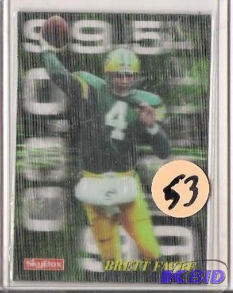 lot 53 image: Very Rare 1996 Skybox Brett Favre 3-D Card