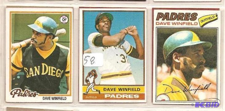 lot 58 image: 3 Early Dave Winfield Cards
