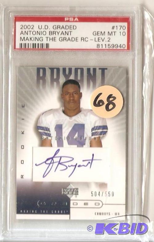 lot 68 image: 2002 Upper Deck Antonio Bryant PSA 10 Autographed Card