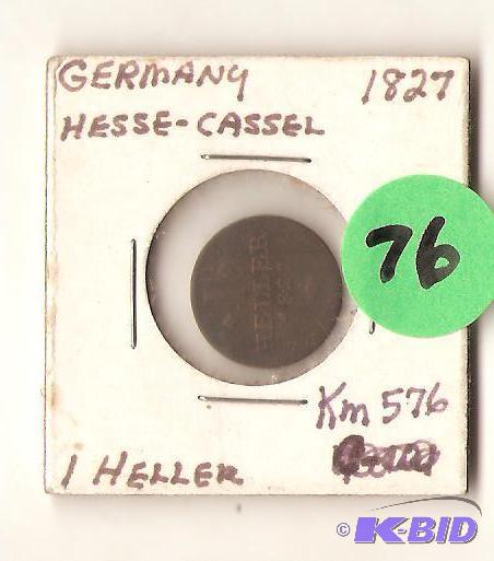 lot 76 image: 1827 German 1 Heller