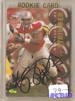 lot 79 image: Corey Stringer Autographed Rookie card - Signed at Mankato Training Camp