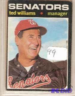 lot 99 image: 1971 Ted Williams Card