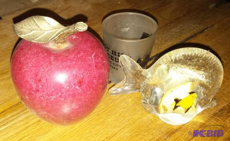 lot 41 image: Solid Marble Apple with Shot glass...