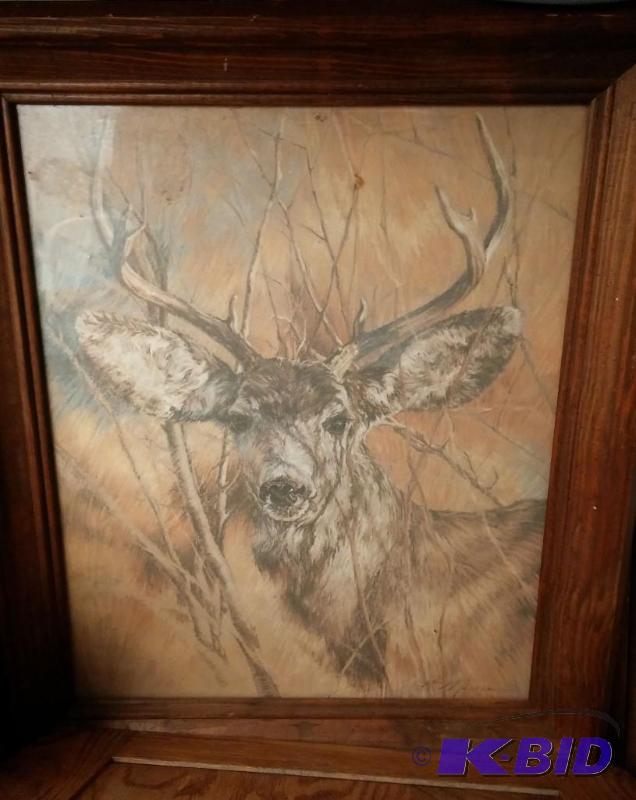 10 X 16 Framed with glass Deer Print...