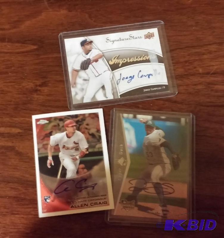 Lot of 3 Baseball Cards with COE Autographs...