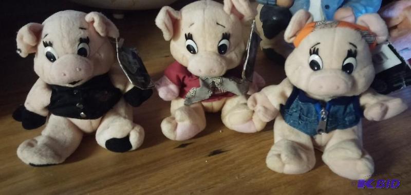 Lot of 3 Harley Davidson Stuffed Pigs. All th...