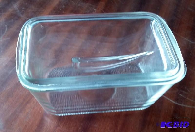 Small covered glass meat loaf pan...
