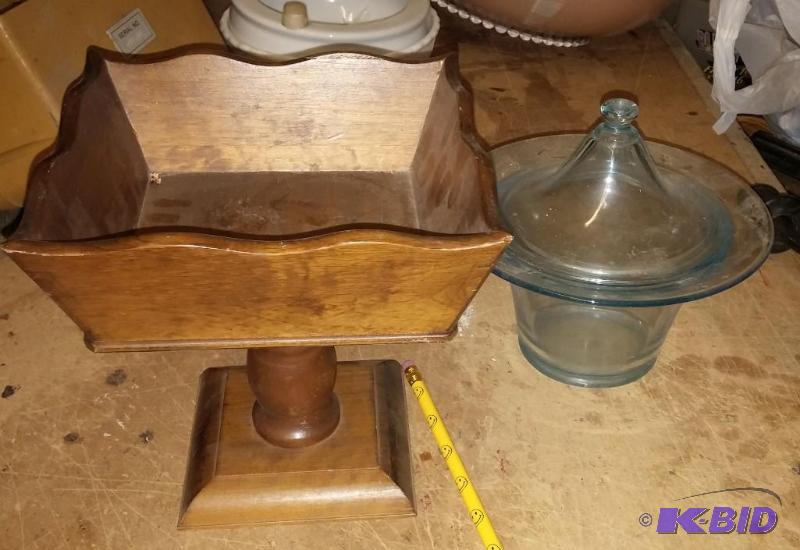 Vintage Wooden Plant Holder and Candy Dish...