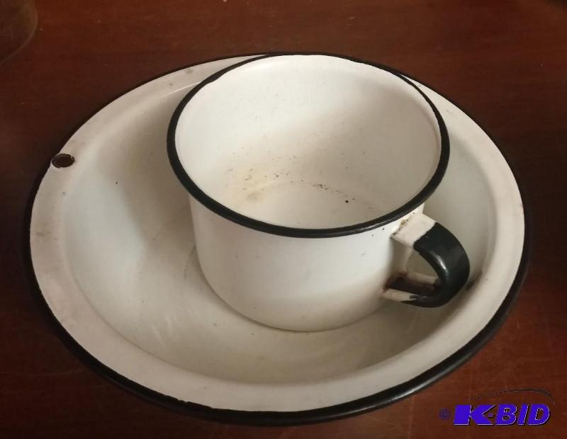 Set of Vintage enamel bowl and mug...