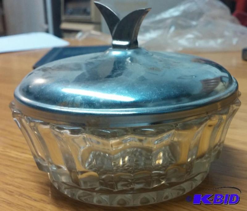 Silver Covered Candy Jar, HEAVY...