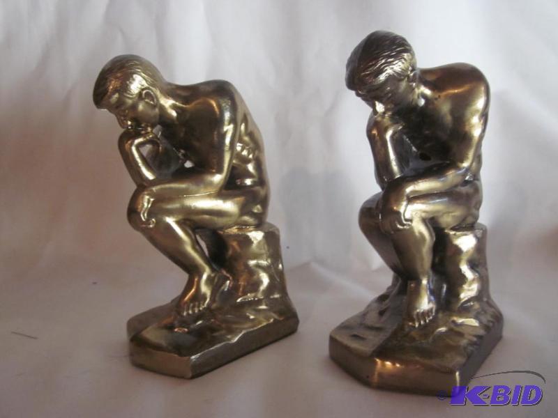 Pair of C. 1928 Bronze &quotThinking Man&quo...