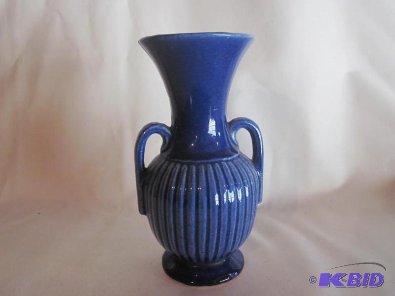 7 inch Mid Century McCoy royal blue double ha...