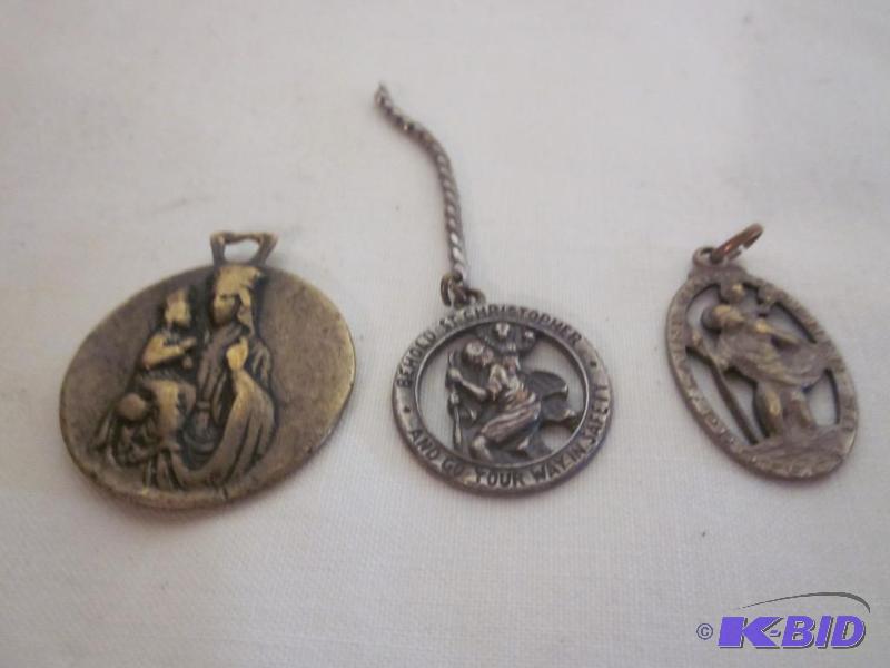 Lot of 3 vintage Bronze St. Christopher Trave...