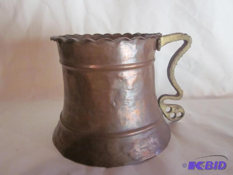 7 inch early 1800s heavy hammered Copper wit...