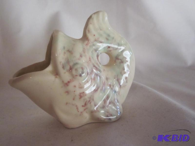 Early Brush McCoy fish Koi vase ash tray, mar...