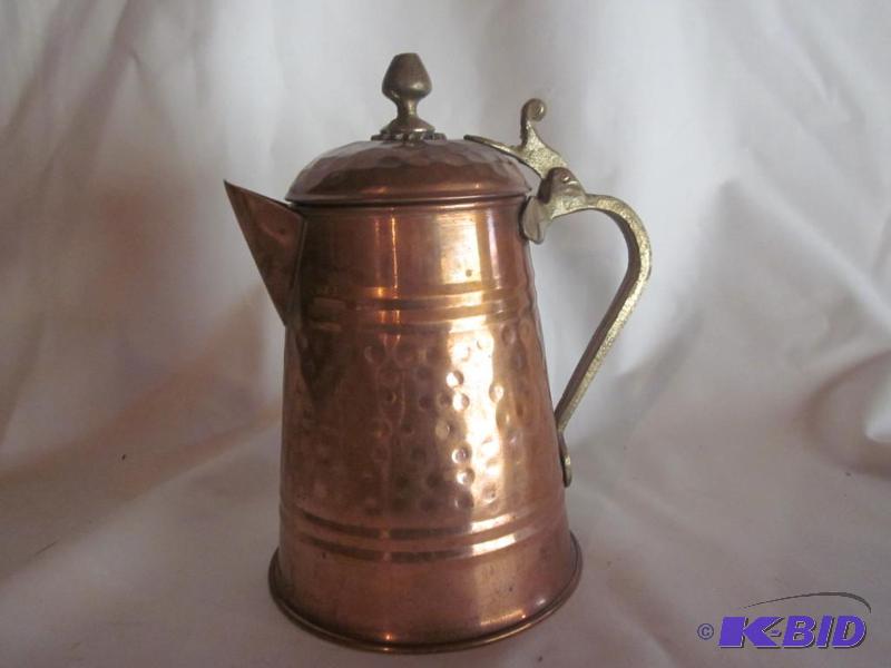 8 inch 19th C. hammered Copper and Brass kett...