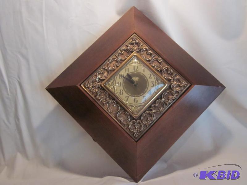 Mid Century wood and metal diamond shaped wal...