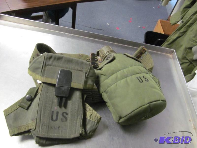 lot 16 image: US Army  1 qt canteen and cover  ammo pouch M-16 and belt