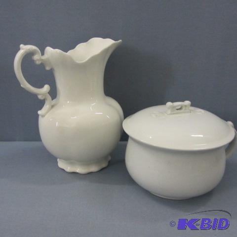 lot 131 image: Ironstone Pitcher & Chamber Pot