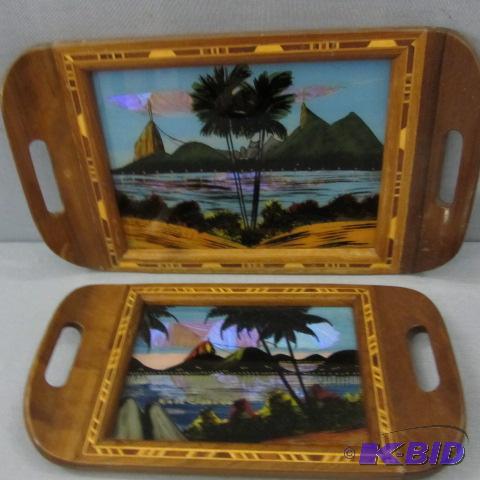 lot 60 image: Painted Trays, Butterfly Wings