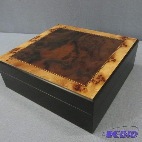 lot 84 image: Burl & Inlay Cigar Humidor