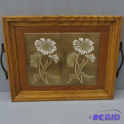 lot 97 image: Wood Tray, Tile Inserts