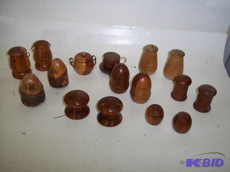 LOT OF 8 PAIR OF WOOD SALT AND PEPPER SHAKERS...