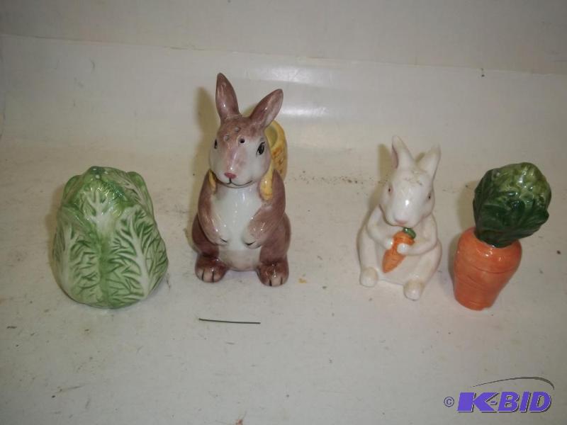 2 PAIR OF PORCELAIN SALT AND PEPPER SHAKERS  ...