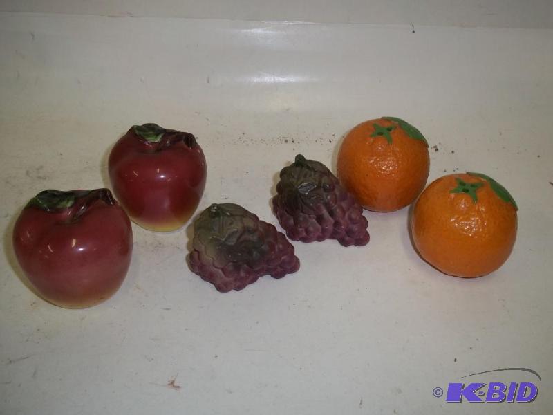 3 PAIR OF FRUIT PORCELAIN SALT AND PEPPER SHA...