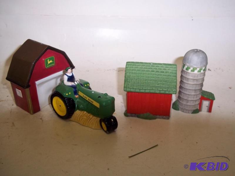 2 PAIR OF PORCELAIN JOHN DEERE SALT AND PEPPE...