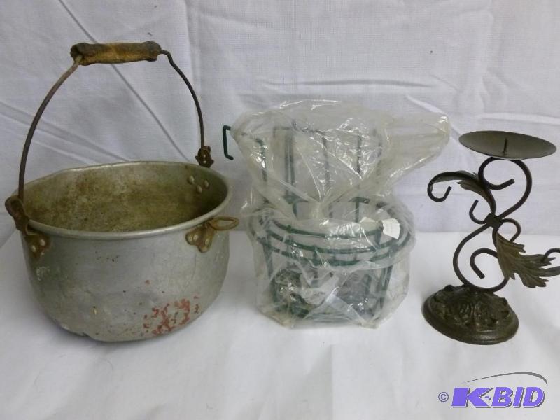 Lot of Garden Items and a Candle Stand