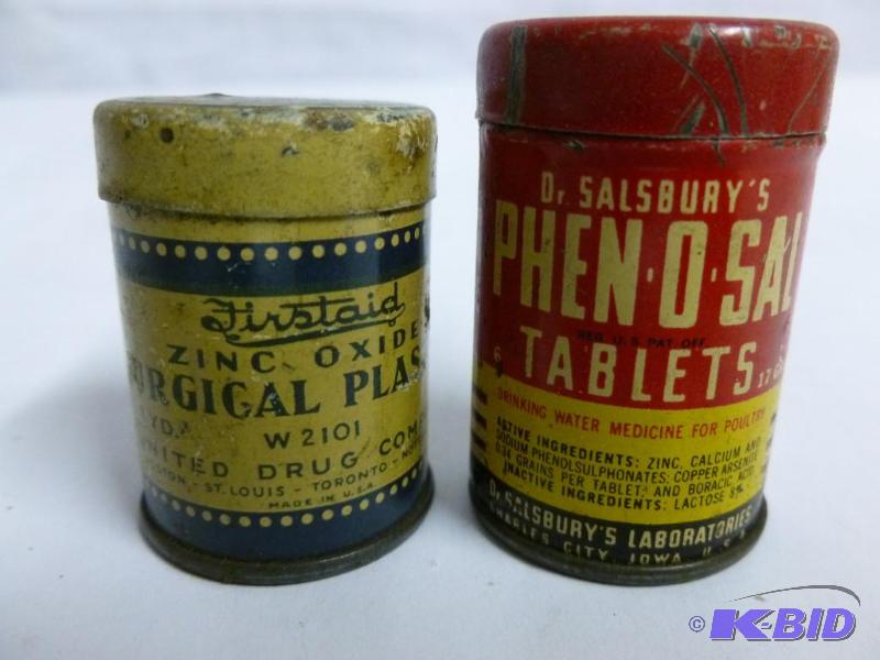 Two Small Vintage Medical Tins -- for PEOPLE and POULTRY -- Collectibles