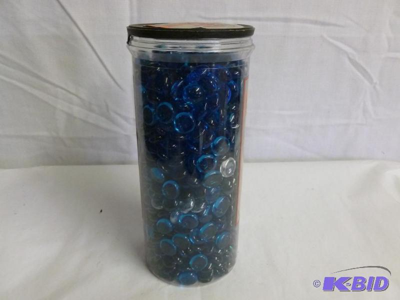 Large Jar of Blue Glass Stones.