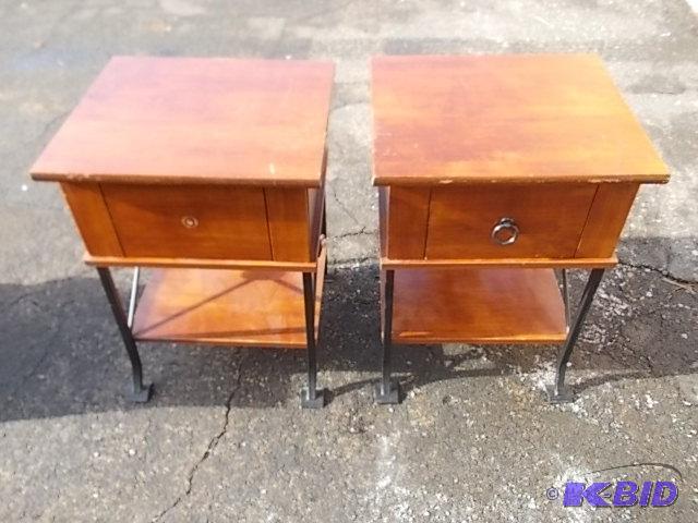 Pair Side Tables With Metal Legs 18 x 16 x 24...