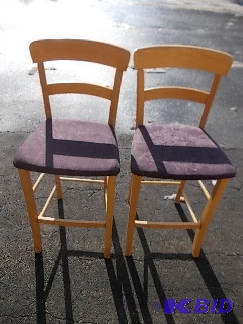 Pair Upholstered Seat Stools With Backs 25 In...
